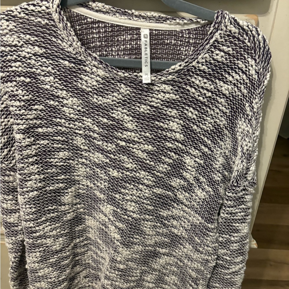 Fabletics Textured Purple and White Sweater
